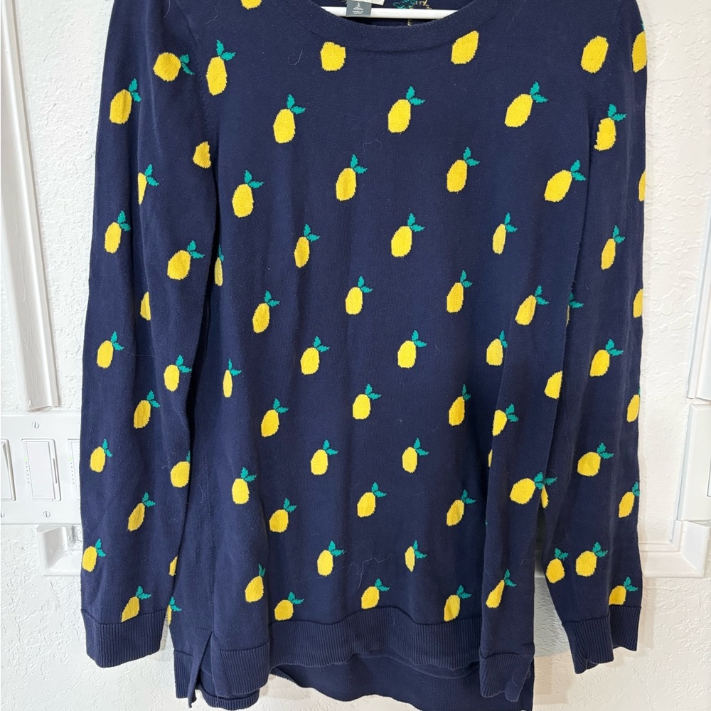 Old Navy Navy Sweater with Lemon Pattern